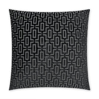 Luxury Bergman 24" square throw pillow in black and gray geometric pattern, featuring a seamless zippered cover.