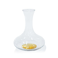 Beril Tall Wine Glass Decanter Gold Base - Decanter Stopper Detail | Bone & Brass