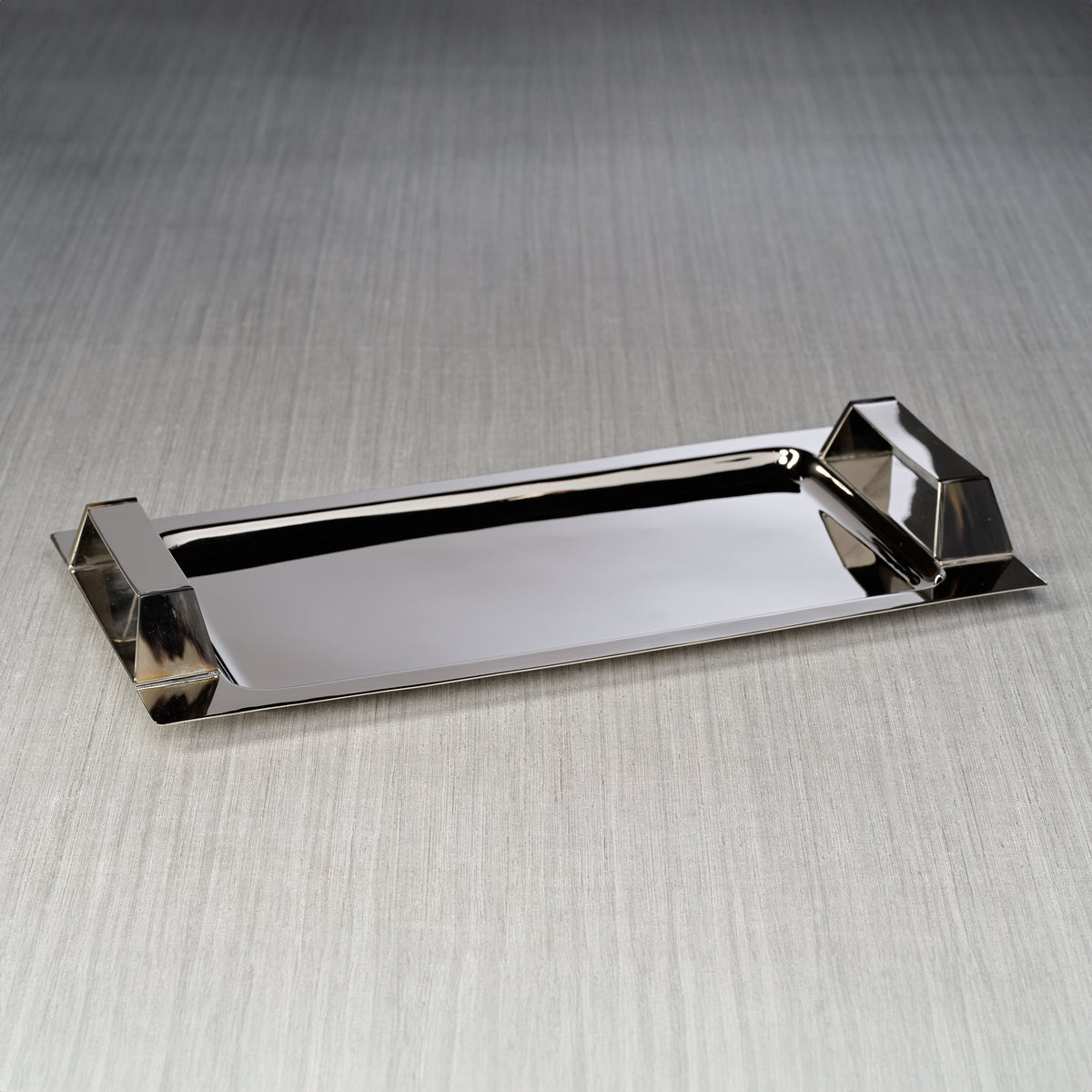 Berkley Polished Nickel Bar Tray Horn Trim - Tray Detail | Bone & Brass