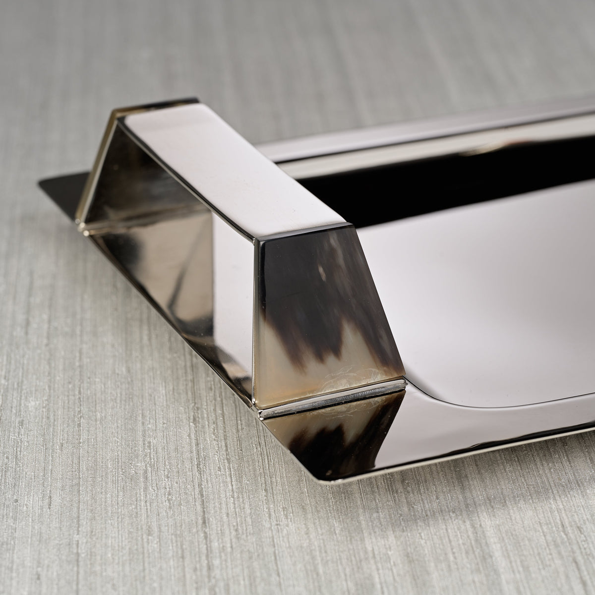Berkley Polished Nickel Bar Tray Horn Trim - Tray Top View | Bone & Brass