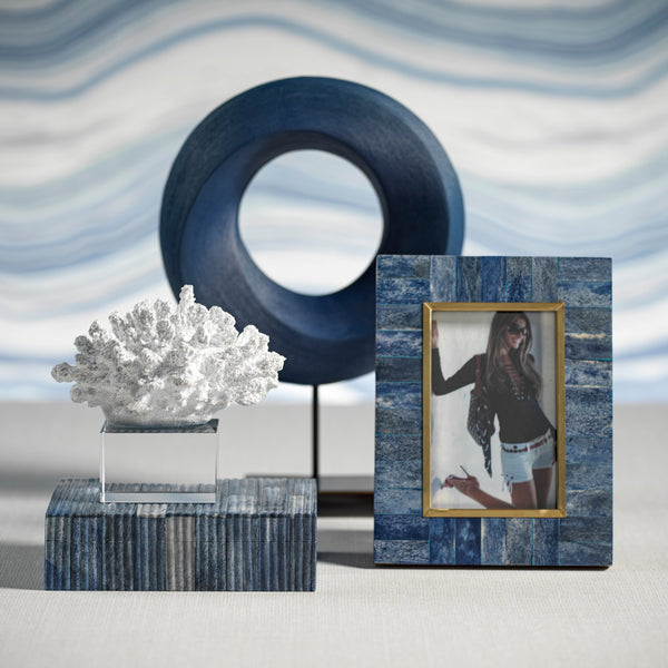 Biarritz Blue Bone & Brass Trim Photo Frame- 5x7 - Frame Detail | Bone & Brass