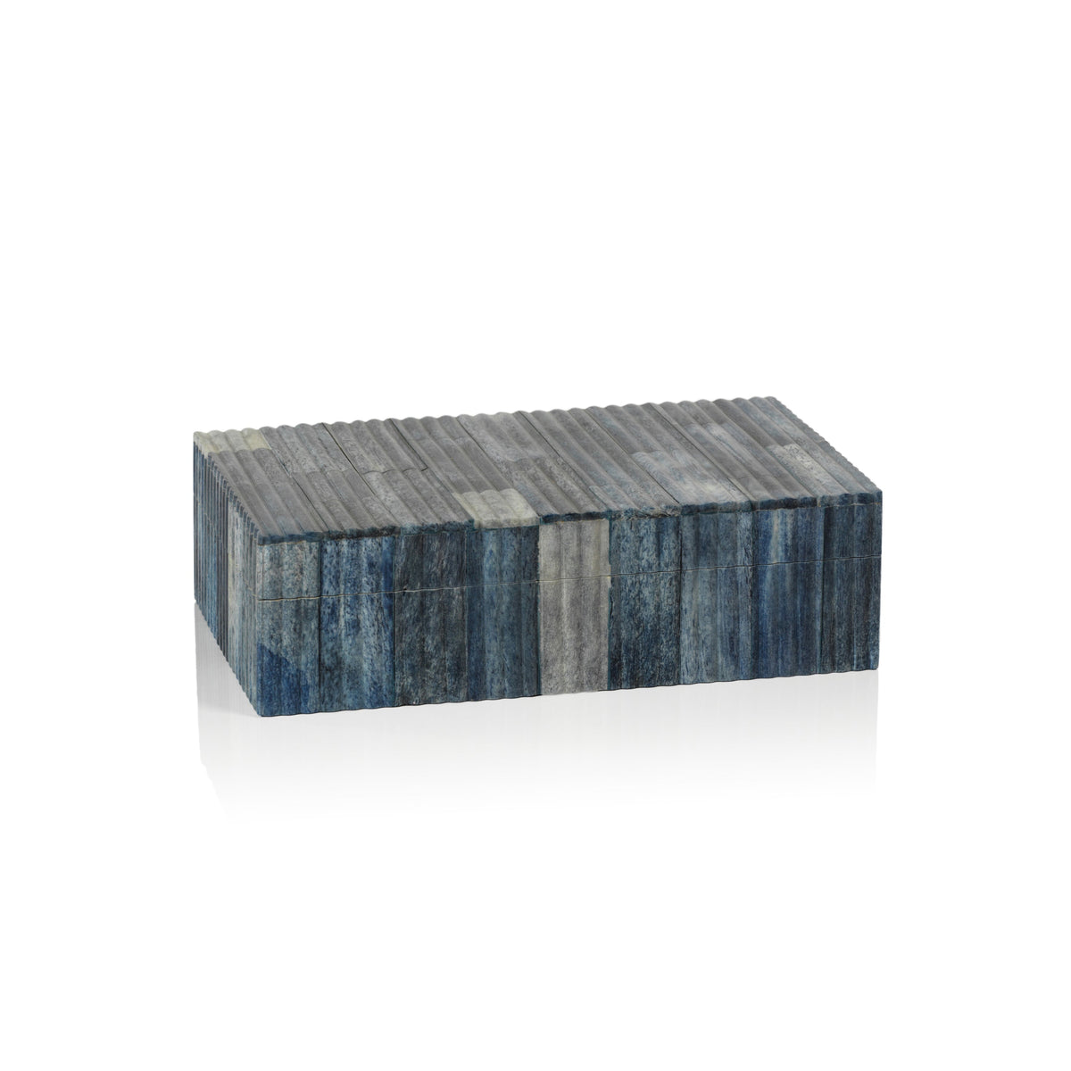 Biarritz Ribbed Blue Bone Inlay Decorative Box | Bone & Brass