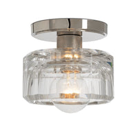 Bijoux Crystal Flush Mount with a polished chrome canopy and chunky, faceted clear crystal shade.
