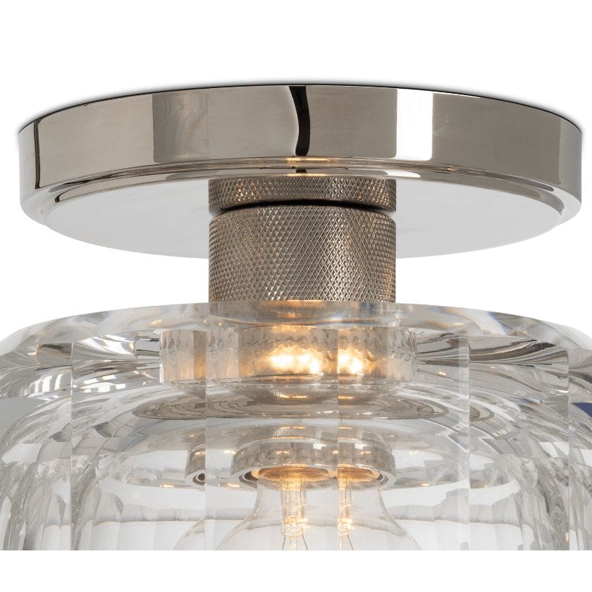 Bijoux Crystal Flush Mount with a polished nickel canopy and chunky cut crystal shade.