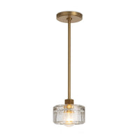 Bijoux Crystal Pendant: clear, chunky cut crystal with a gold adjustable pipe and canopy.