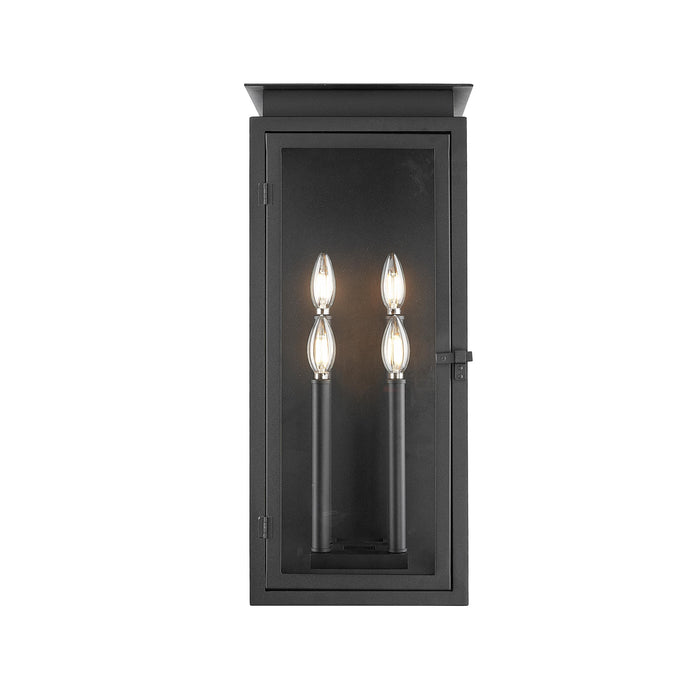 Black Stepped Glass Outdoor Wall Lantern