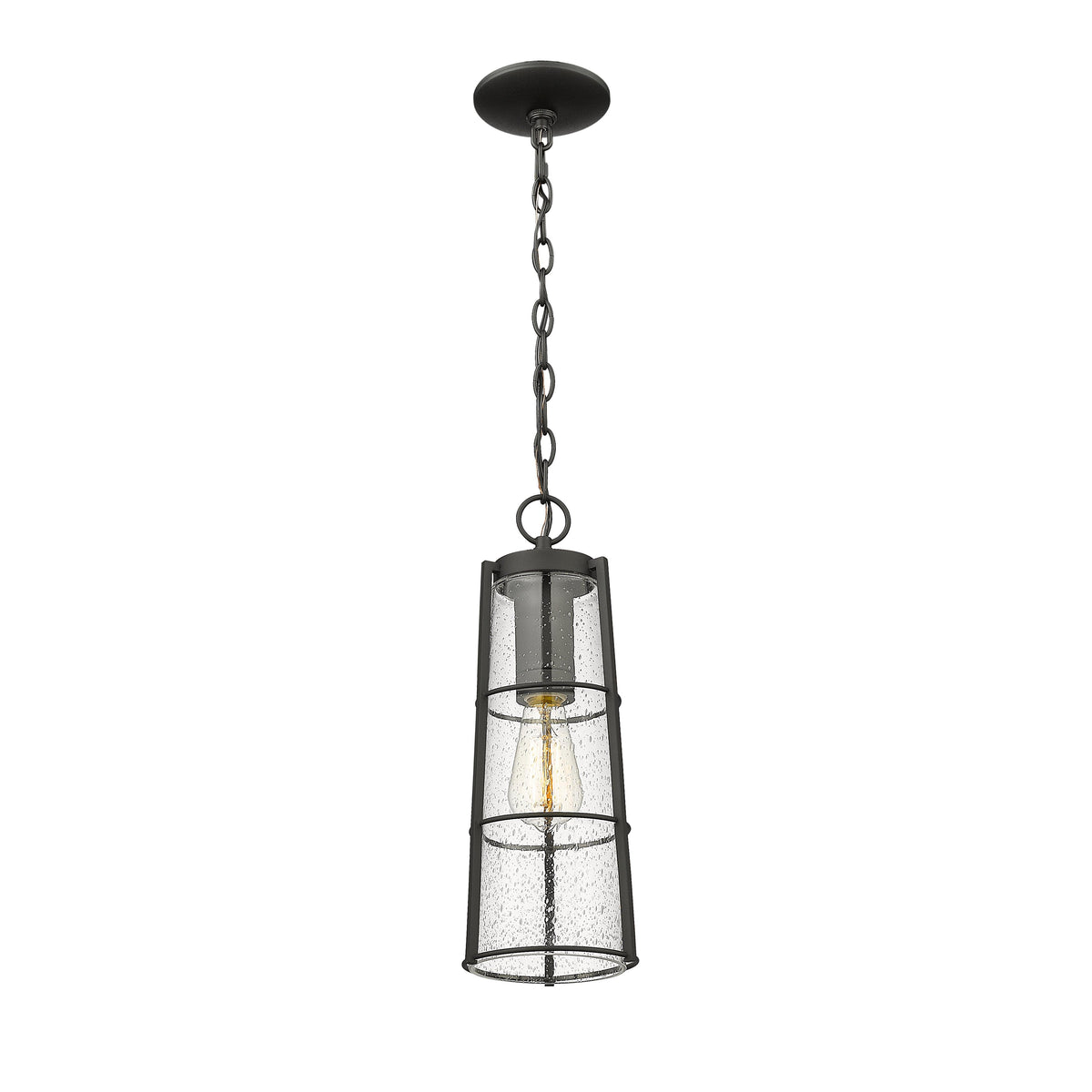 Black Helix Seedy Glass Outdoor Pendant