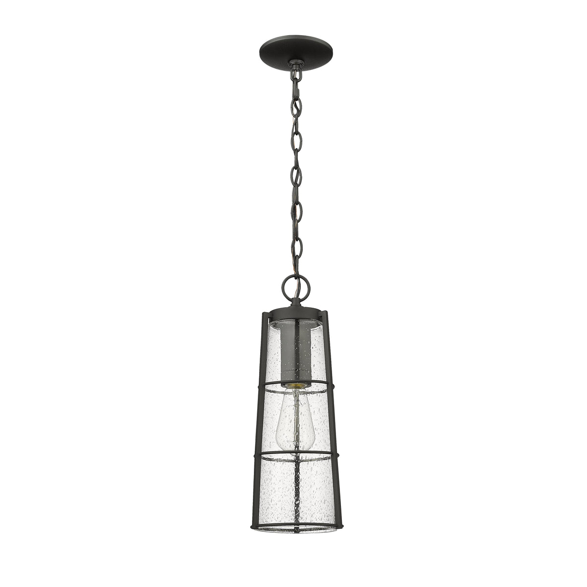 Black Helix Seedy Glass Outdoor Pendant