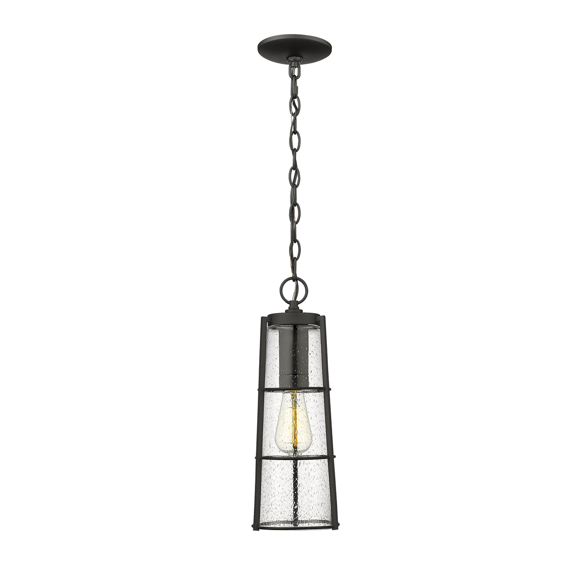 Black Helix Seedy Glass Outdoor Pendant