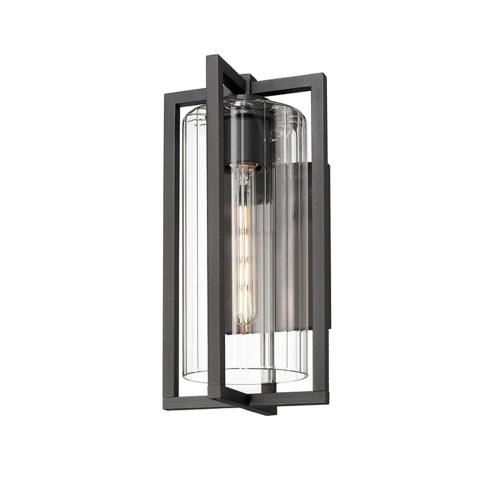 Black Linear Ribbed Outdoor Wall Light
