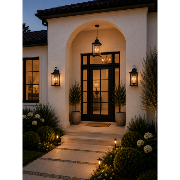 Black Scrolled Seedy Glass Wall Lantern