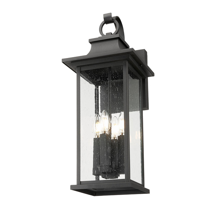 Black Seedy Glass Outdoor Wall Lantern