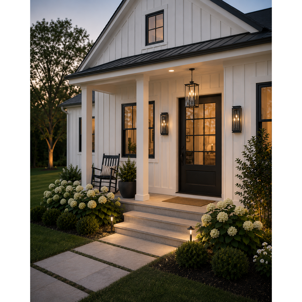 Black Stepped Glass Outdoor Wall Light