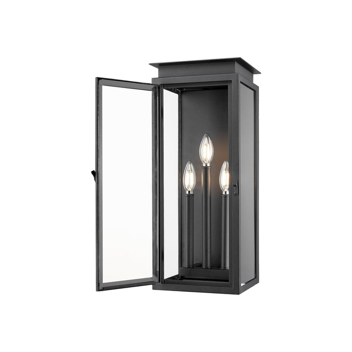 Black Stepped Glass Outdoor Wall Light