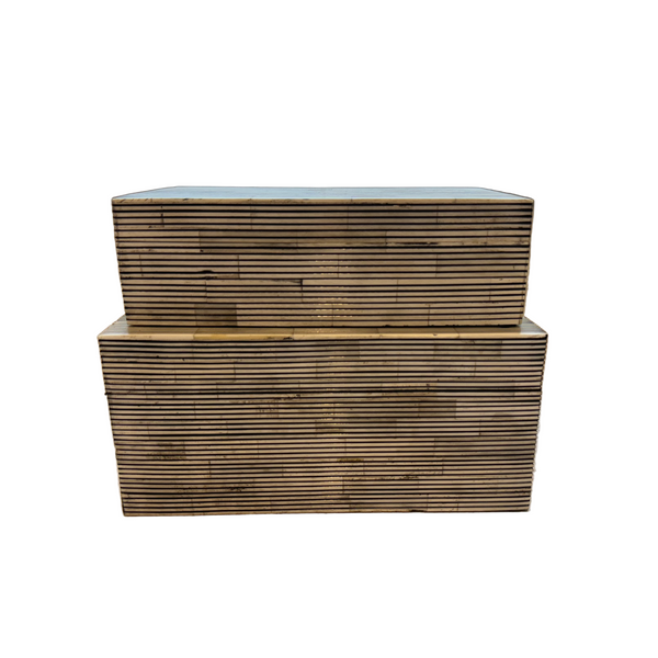 Black and Ivory Striped Bone Decorative Box