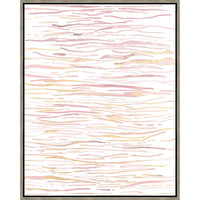 Blush Dabbles III Giclee Painting with warm blush and gold leaf abstract horizontal strokes, framed.