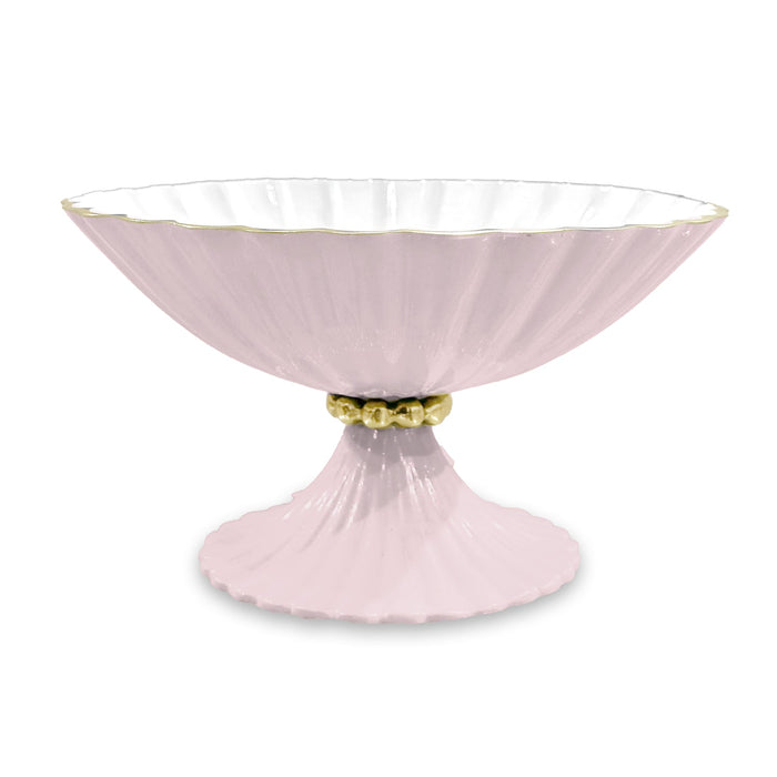 Blush Pink & White Vienna Small Pedestal Bowl | Bone & Brass