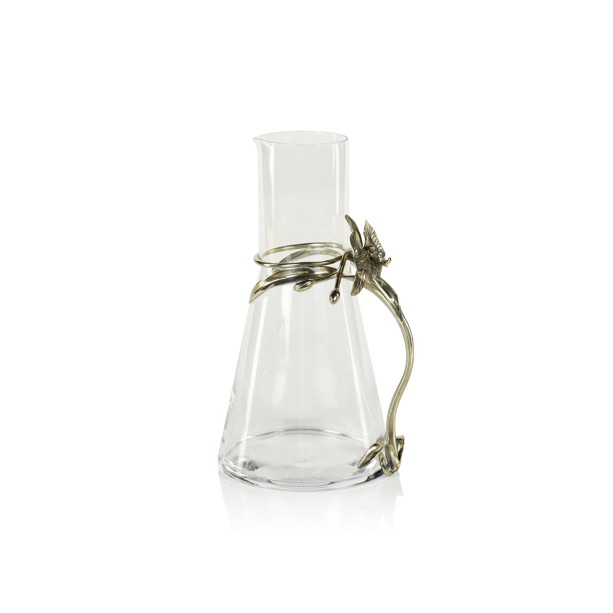 Bogar Orchid Pewter & Glass Pitcher - Pitcher Handle Detail | Bone & Brass
