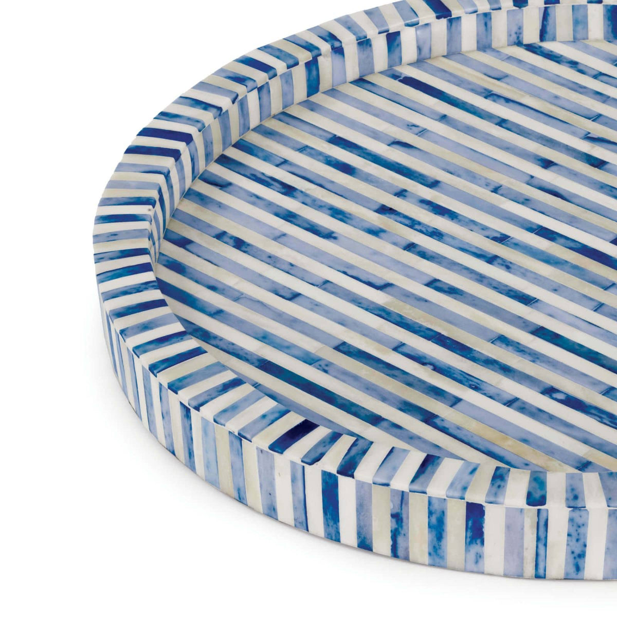 Bone Indigo Tray Round - Tray Top View | Bone & Brass