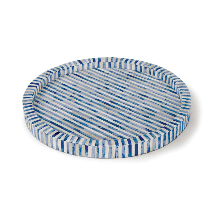 Bone Indigo Tray Round | Bone & Brass