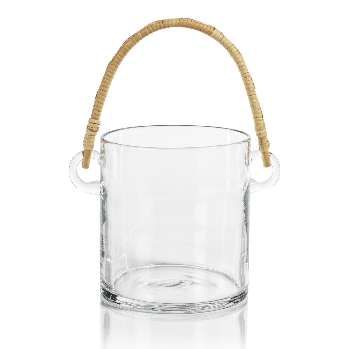 Boros Rattan Handle Glass Ice Bucket - Ice Bucket Handle Detail | Bone & Brass