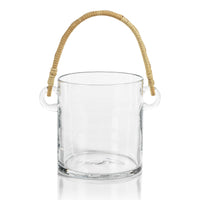 Boros Rattan Handle Glass Ice Bucket - Ice Bucket Handle Detail | Bone & Brass