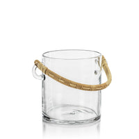 Boros Rattan Handle Glass Ice Bucket - Ice Bucket Side View | Bone & Brass
