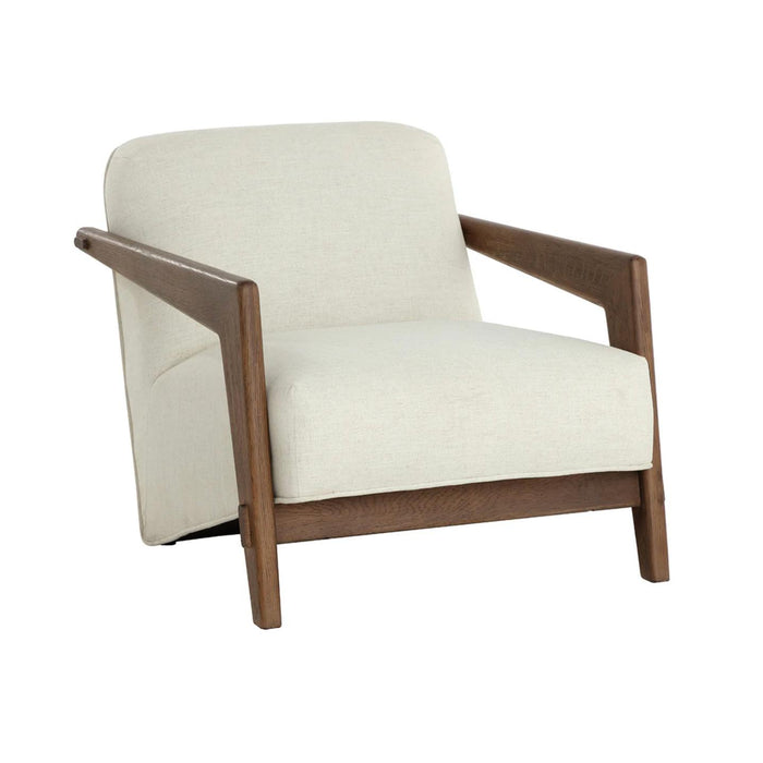 Bosco Ivory Linen & Oak Lounge Chair | Bone & Brass
