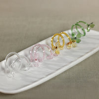 Botanica Green Glass Flower Napkin Rings, Set of 4 - Ring Side View | Bone & Brass