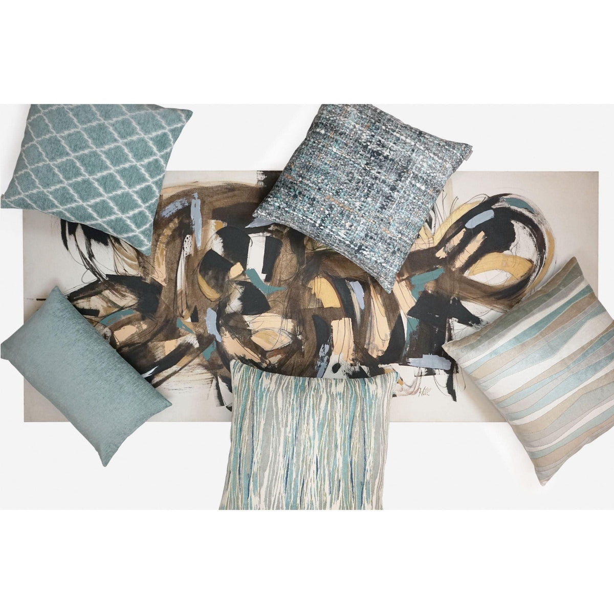 Boucle Seascape Throw Pillow - Pillow Detail | Bone & Brass
