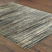 Bowen Black Multi-Colored Abstract Rug with high/low textured design, polypropylene and polyester blend.