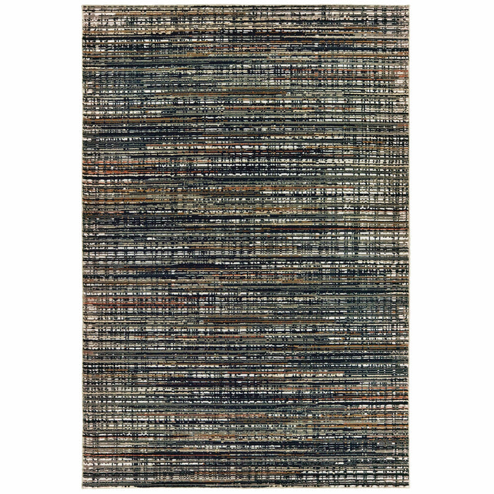 Bowen Black Multi-Colored Abstract Rug with high/low textured design, polypropylene and polyester blend.