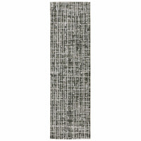 Bowen Grey & Ivory Casual Rug, a long runner with a textured, abstract grid pattern.