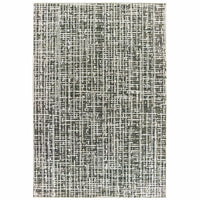 Bowen Grey & Ivory Casual Rug with a textured, high/low geometric pattern, power-loomed polypropylene/polyester blend.