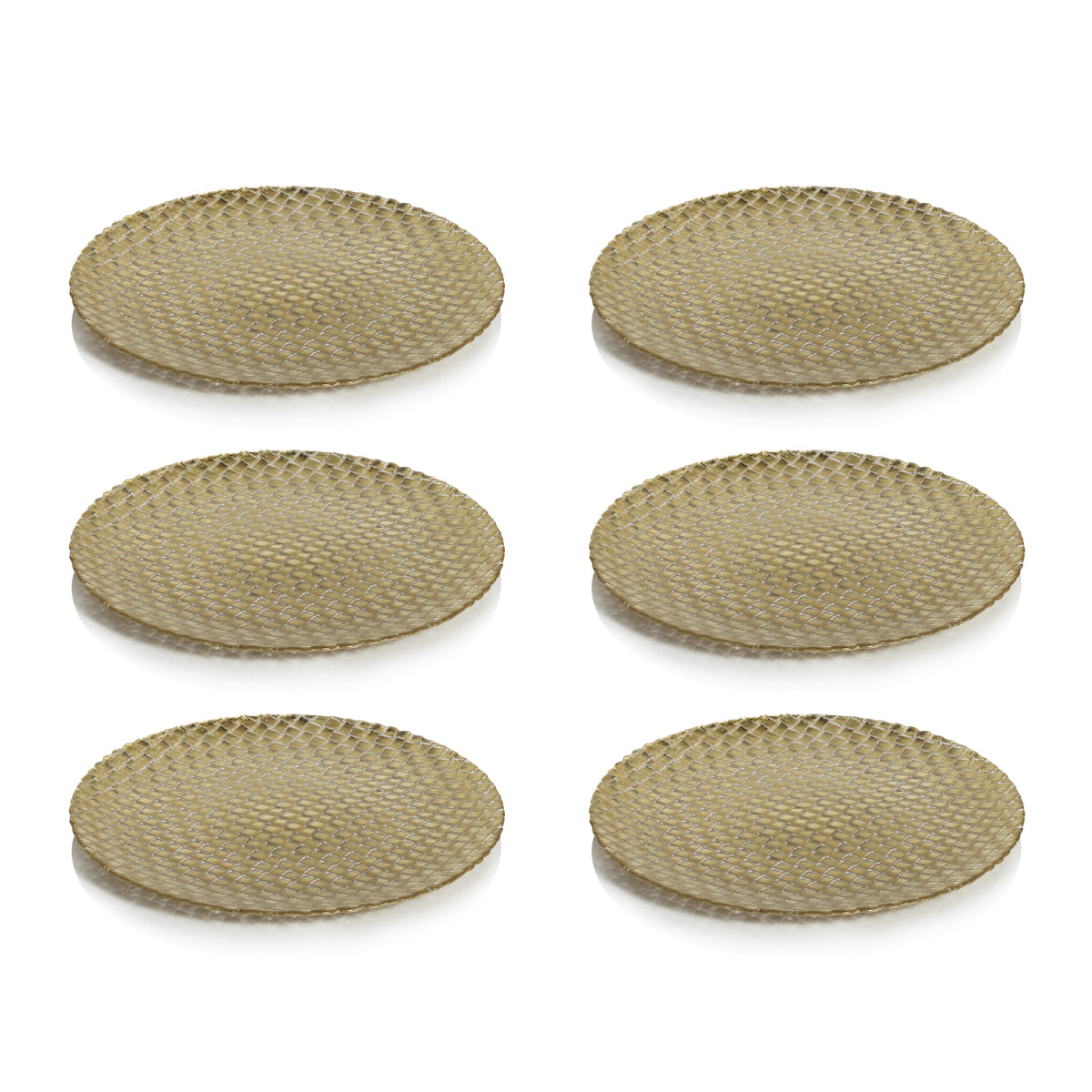 Braided Gold Glass 13" Plates, Set 6 - Plate Top View | Bone & Brass