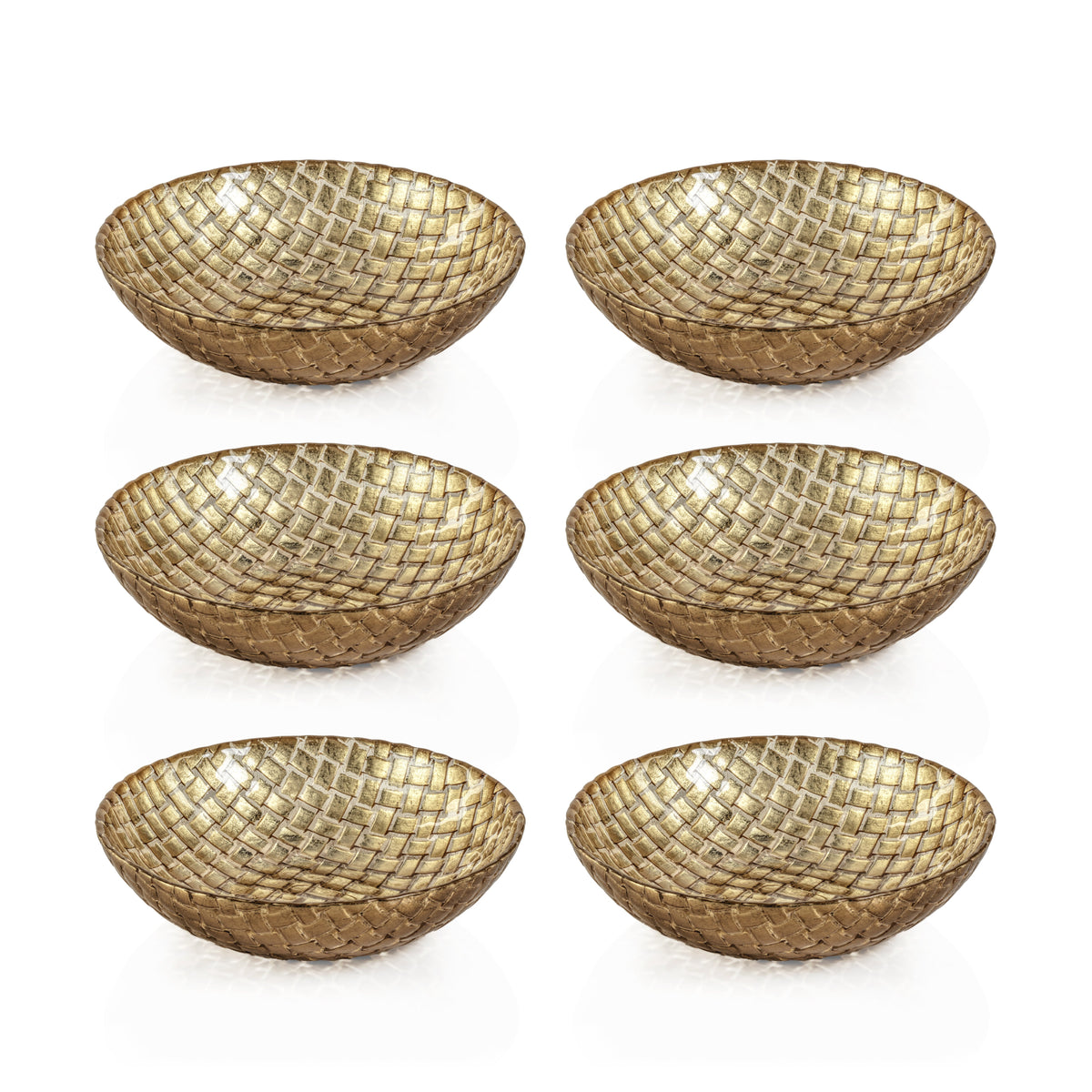 Braided Gold Glass Dinner Bowls, Set 6 - Bowl Side View | Bone & Brass