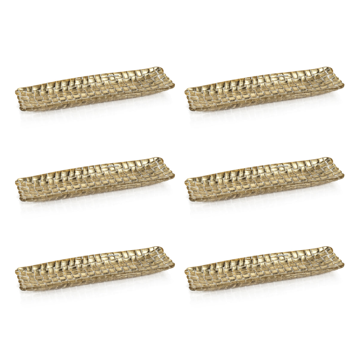 Braided Gold Glass Rectangular Plates, Set of 6 - Plate View | Bone & Brass