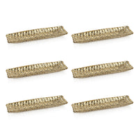 Braided Gold Glass Rectangular Plates, Set of 6 - Plate View | Bone & Brass
