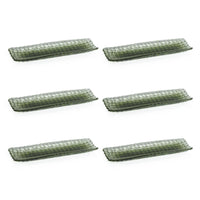 Braided Green Glass Rectangular Plates, Set 6 - Plate Top View | Bone & Brass