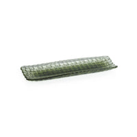 Braided Green Glass Rectangular Plates, Set 6 | Bone & Brass