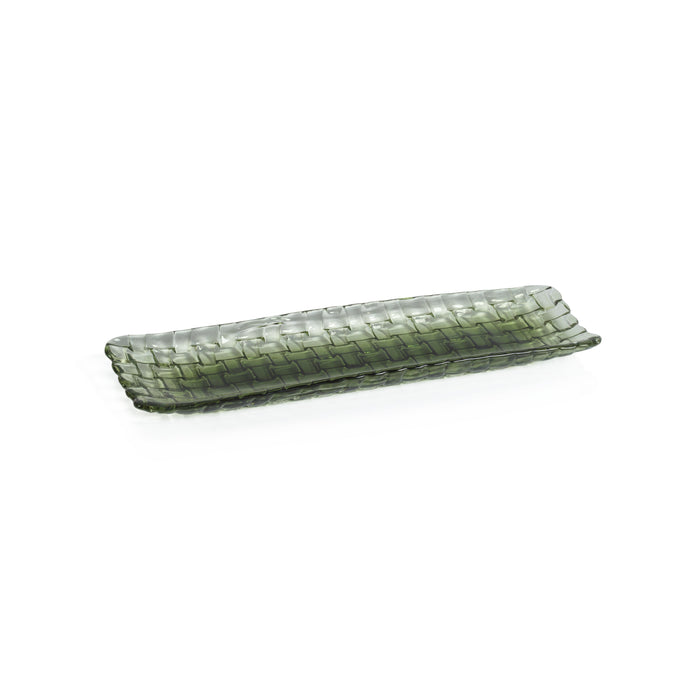 Braided Green Glass Rectangular Plates, Set 6 | Bone & Brass
