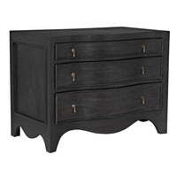 Brentford Scalloped Pale Black Dresser: traditional mahogany dresser with three scalloped drawers and brass pulls.