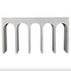 White mahogany Bridge Console Table with five arched supports, 59" wide.