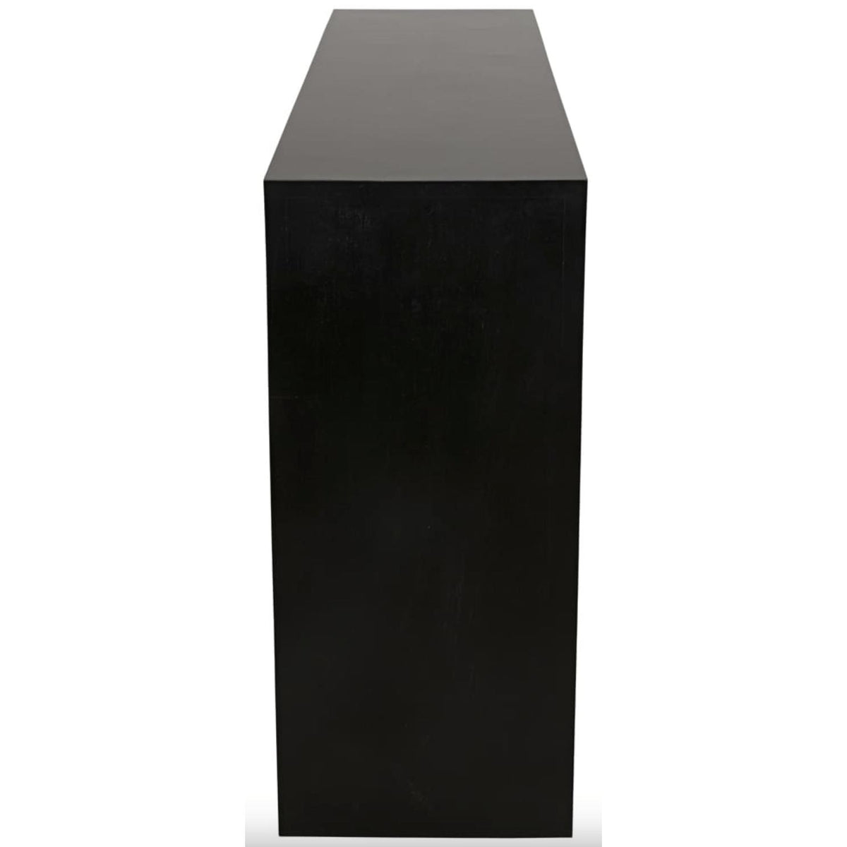Dark mahogany Bridge Console Table, 32"H x 59"W x 14"D, with a sleek, minimalist design.