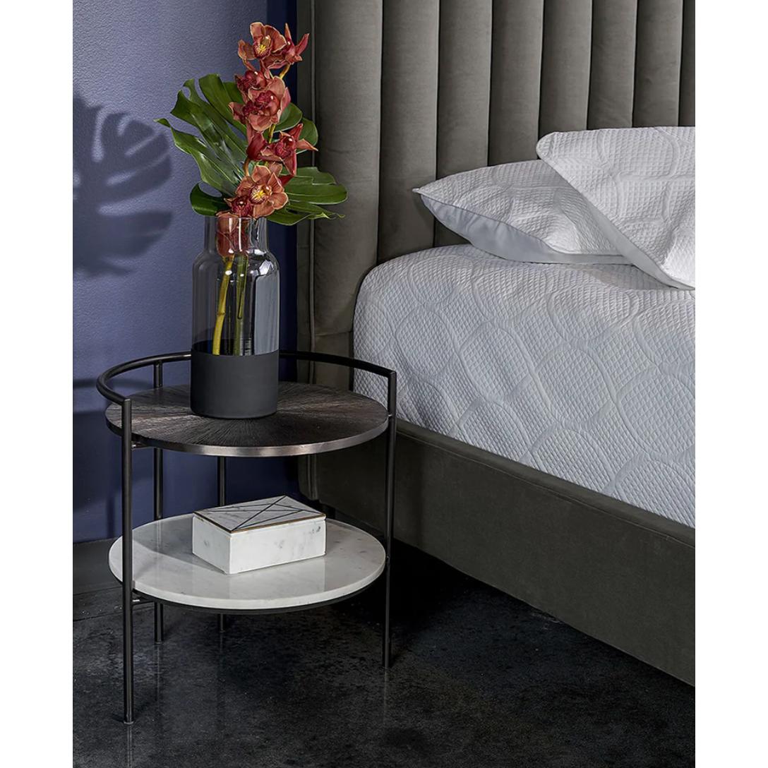 Brighton Marble & Bronze Nightstand - Nightstand Side View | Bone & Brass