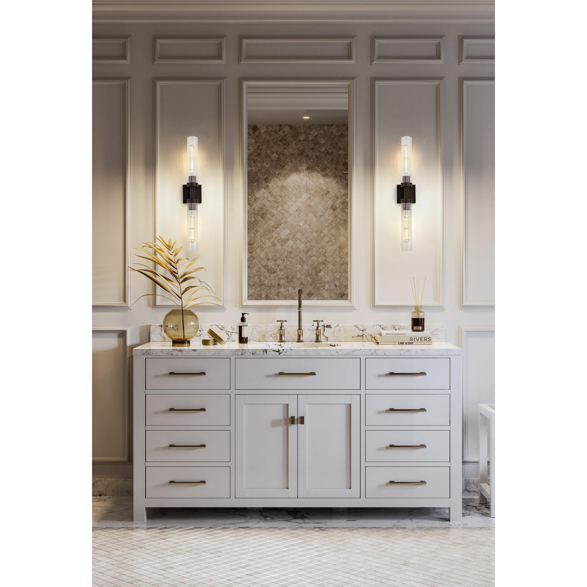 Bronze Fluted Glass Wall Sconce
