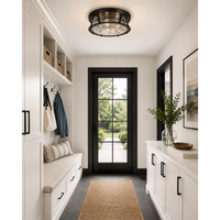 Bronze Ribbed Glass Flush Mount