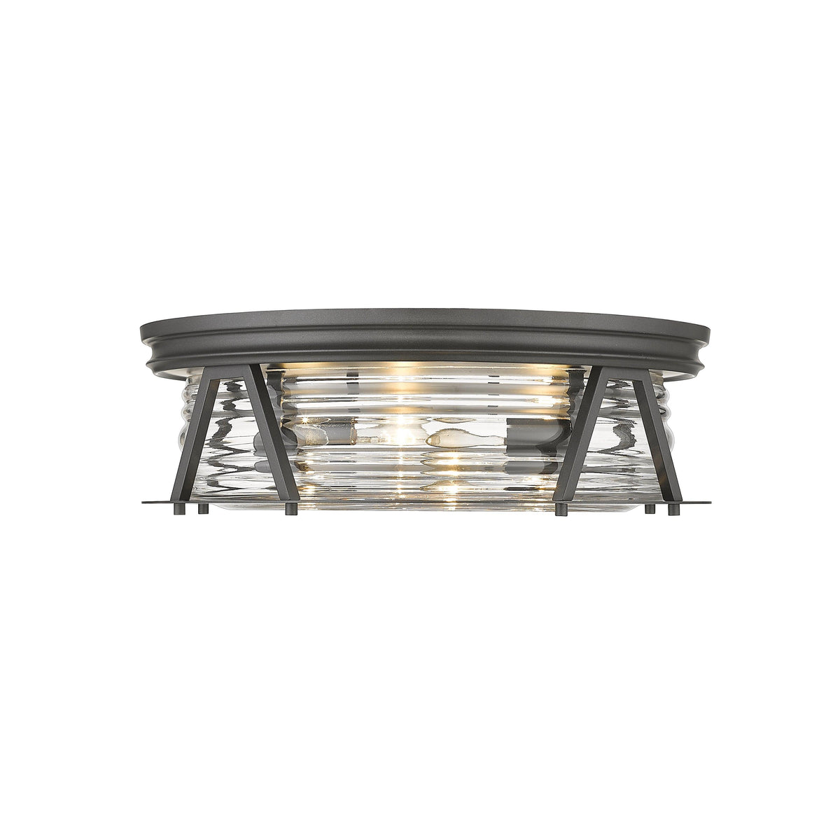 Bronze Ribbed Glass Flush Mount