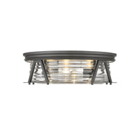 Bronze Ribbed Glass Flush Mount