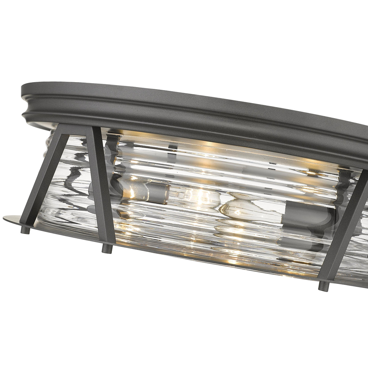 Bronze Ribbed Glass Flush Mount